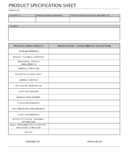 Product Specification Sheet